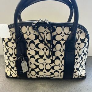 Coach Black and White Signature Satchel
